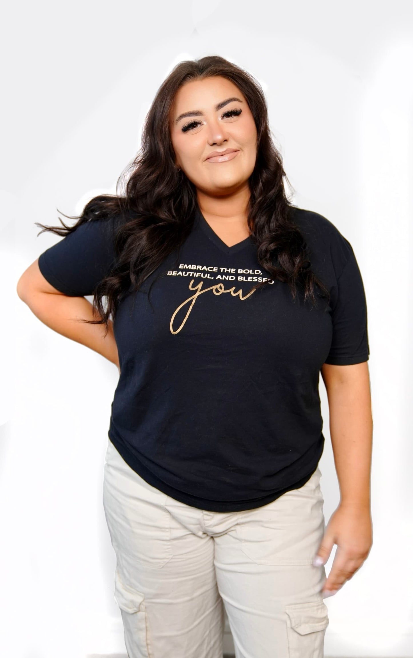 "Embrace the Bold, Beautiful, and Blessed YOU" V-Neck Tee