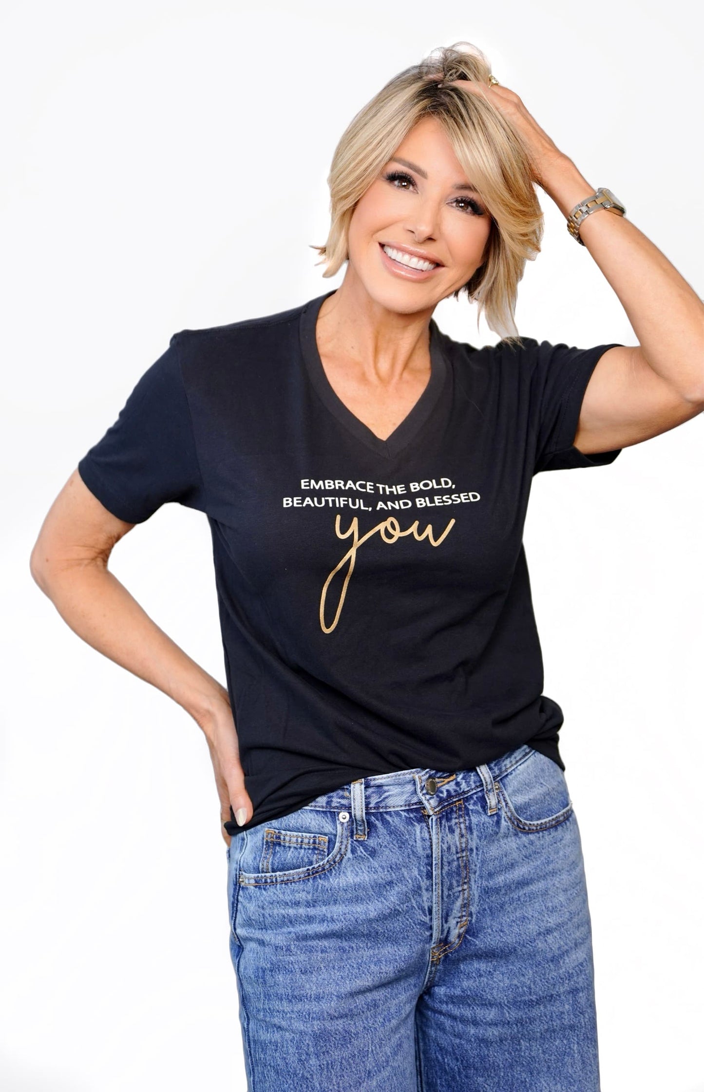 "Embrace the Bold, Beautiful, and Blessed YOU" V-Neck Tee